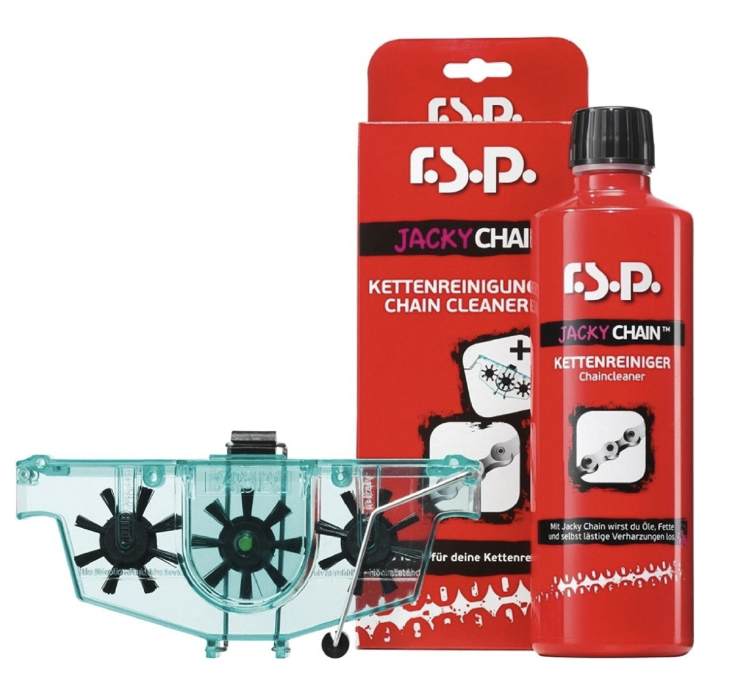 Sada na čištění řetězu RSP Chain Cleaner Set s Jacky Chain 500 ml